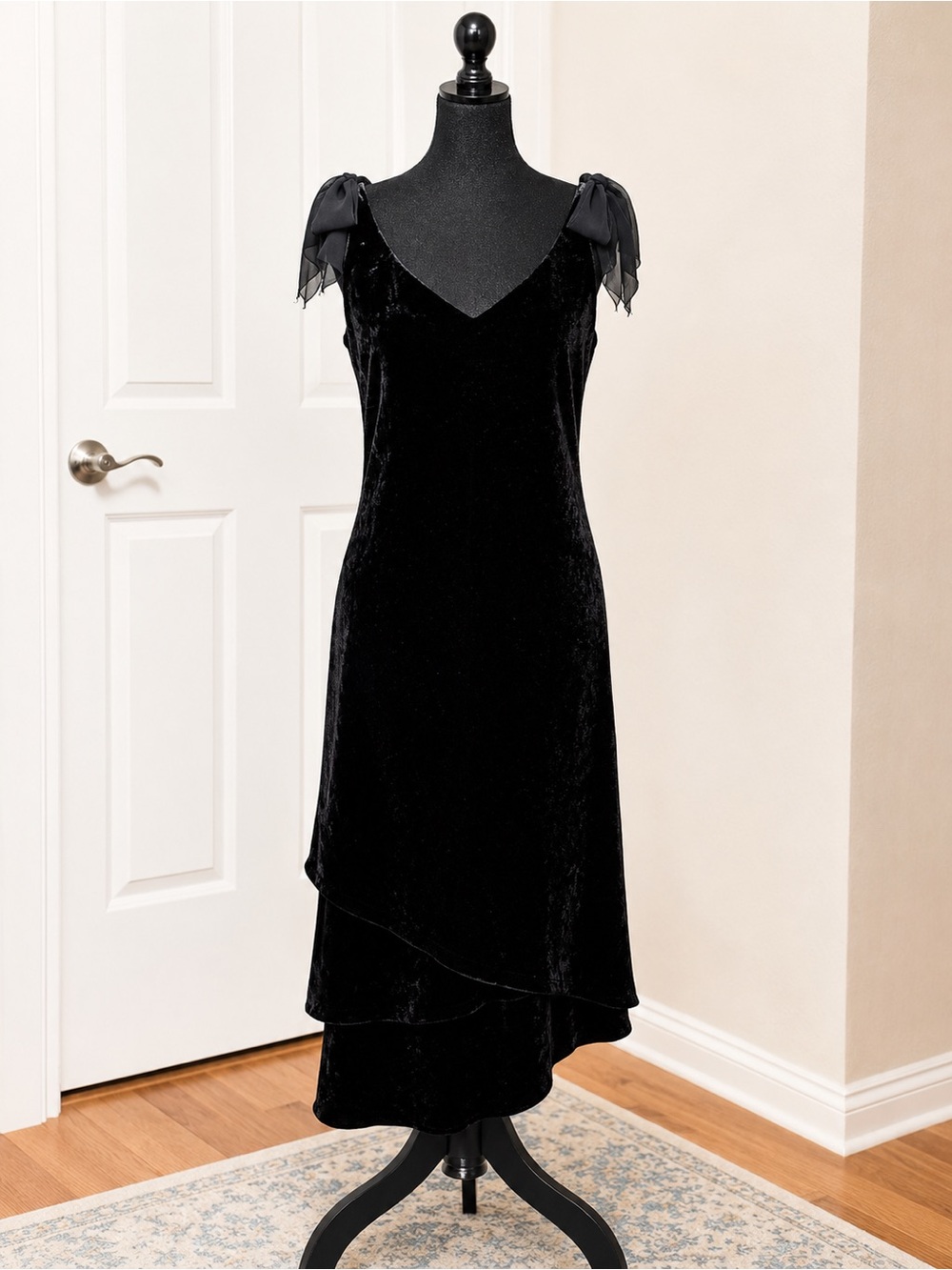 Evan-Picone Black Velvet Cocktail Dress